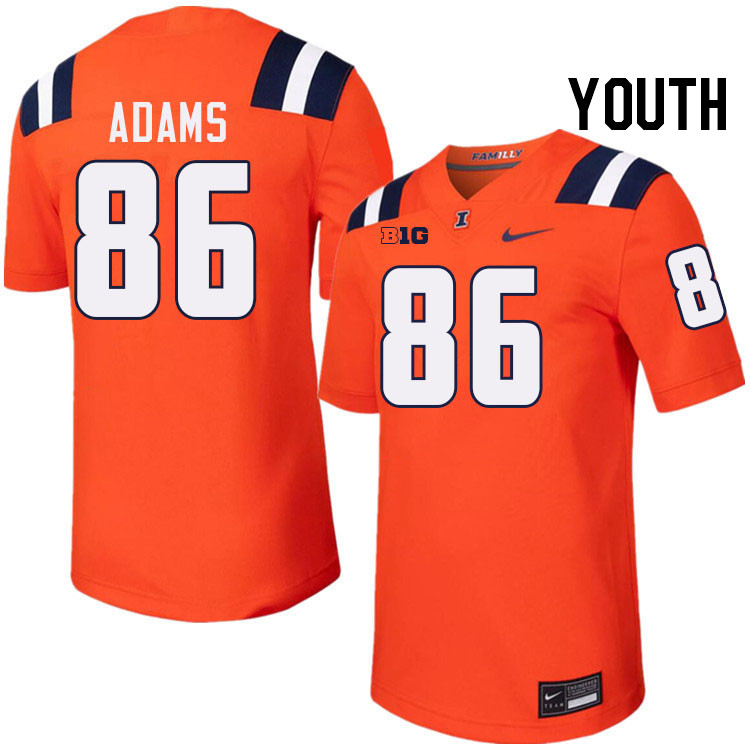 Youth #86 Weston Adams Illinois Fighting Illini College Football Jerseys Stitched-Orange